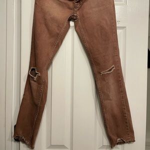 Free People Distressed Ankle Cut Skinny Jeans
